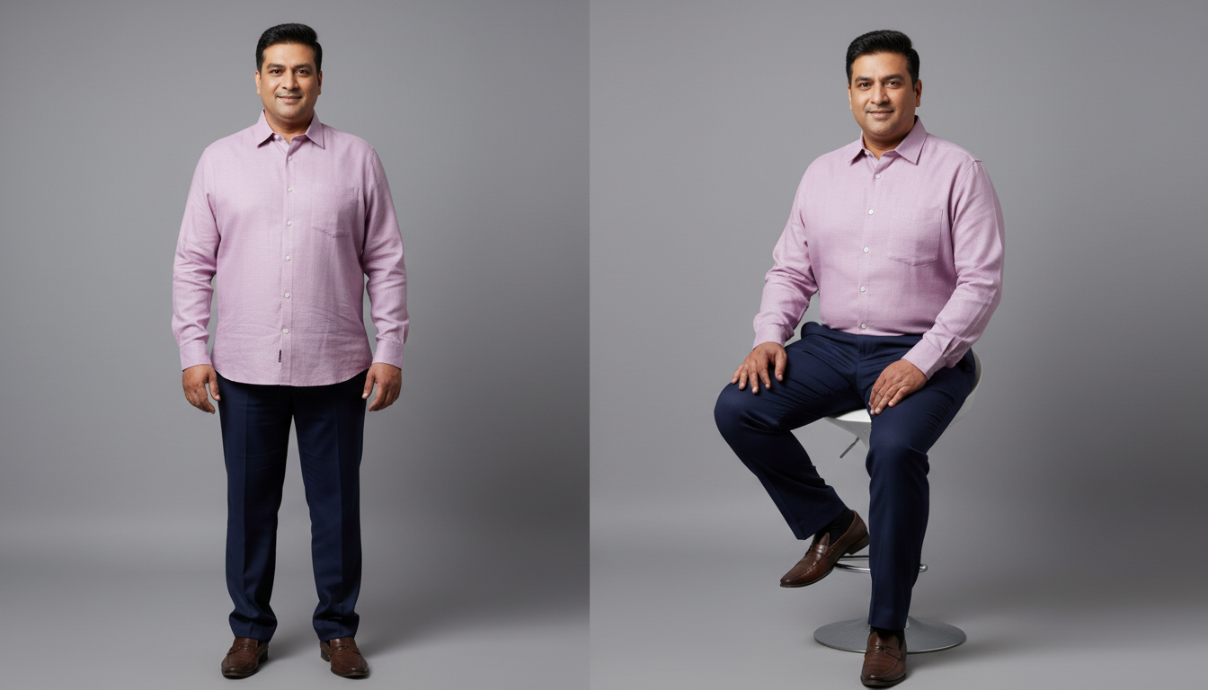Men Linen Cotton Classic Shirt - Lavender