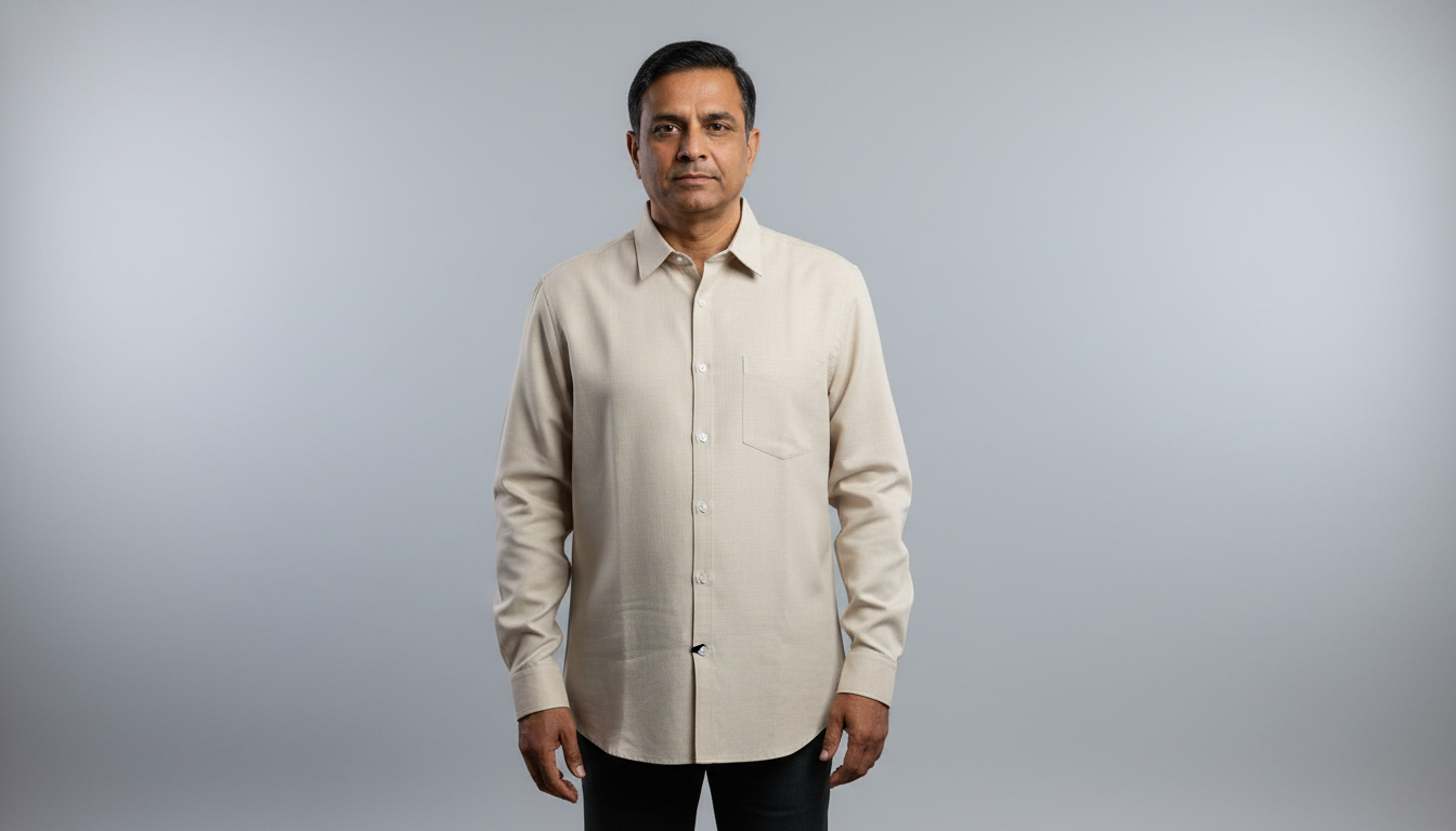 Men Linen Cotton Classic Shirt - Beige