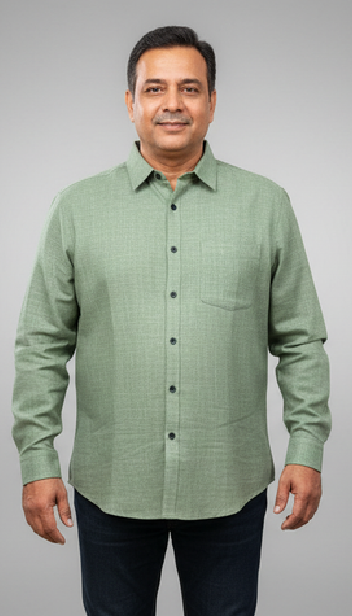 Men Linen Cotton Classic Shirt - Lite Green