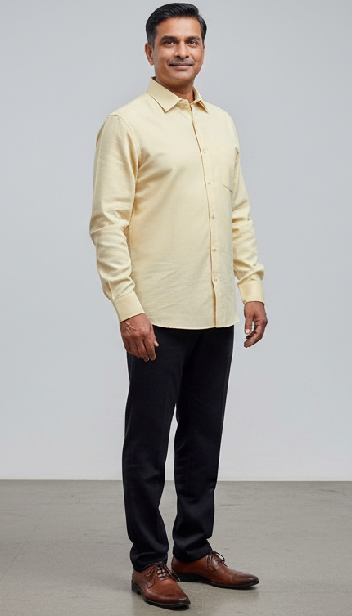 Men Linen Cotton Classic Shirt - Lite Yellow
