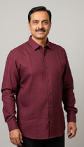 Men Linen Cotton Classic Shirt - Rich Red Brown