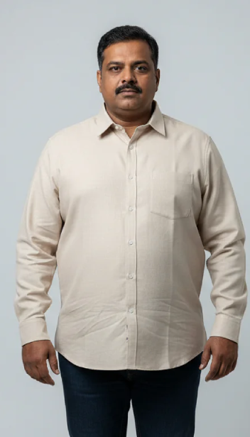 Men Linen Cotton Classic Shirt - Beige