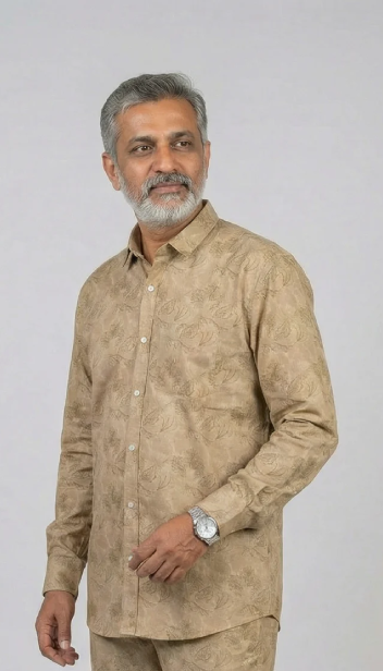 Men Cotton Linen Classic shirt - Olive Green
