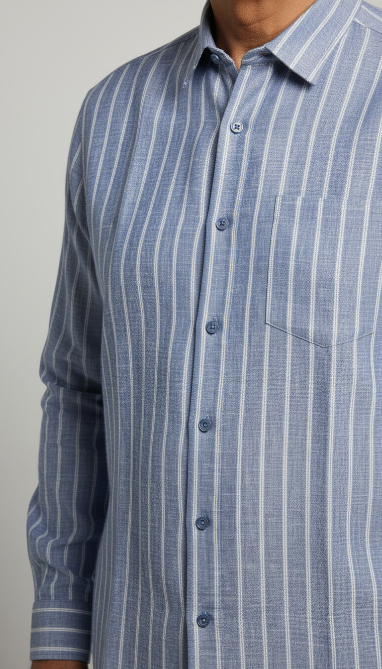 Men Cotton Linen Classic Shirt - Blue