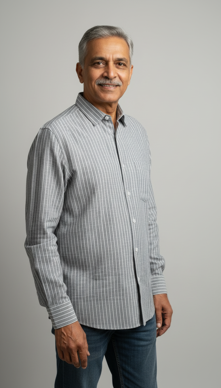 Men Cotton Linen Classic Shirt - Gray