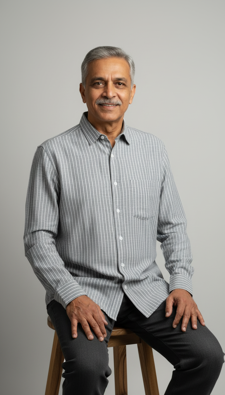 Men Cotton Linen Classic Shirt - Gray