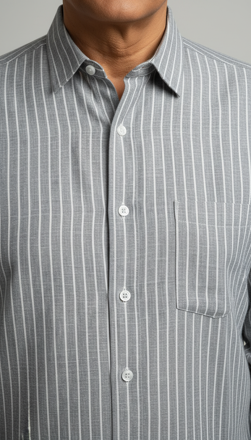 Men Cotton Linen Classic Shirt - Gray