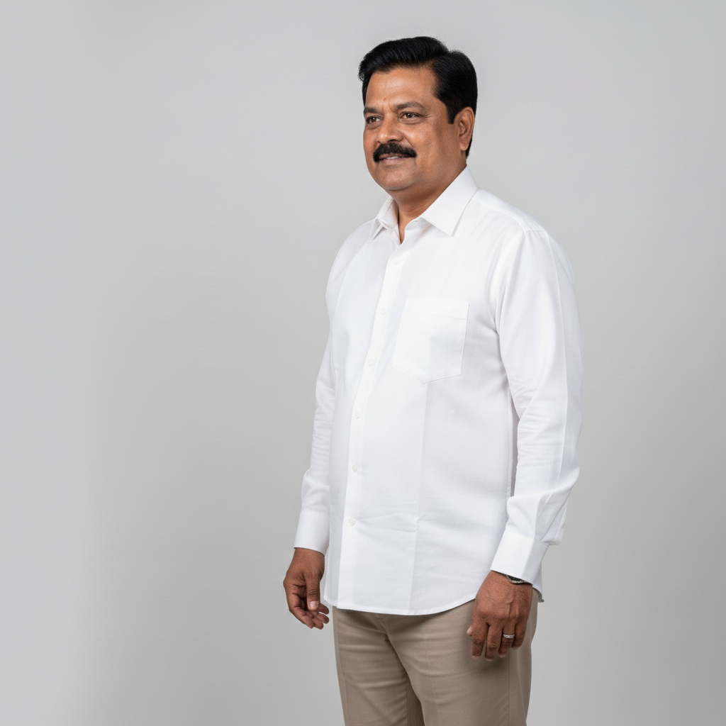 Men Cotton Linen Classic Shirt - White