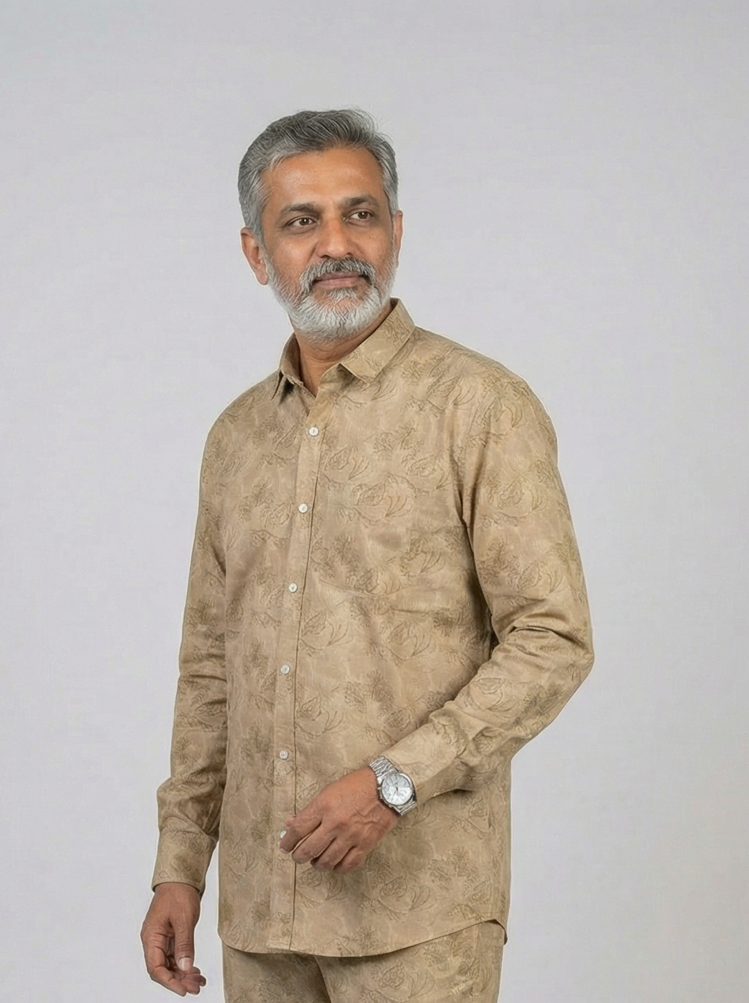 Men Cotton Linen Classic shirt - Olive Green