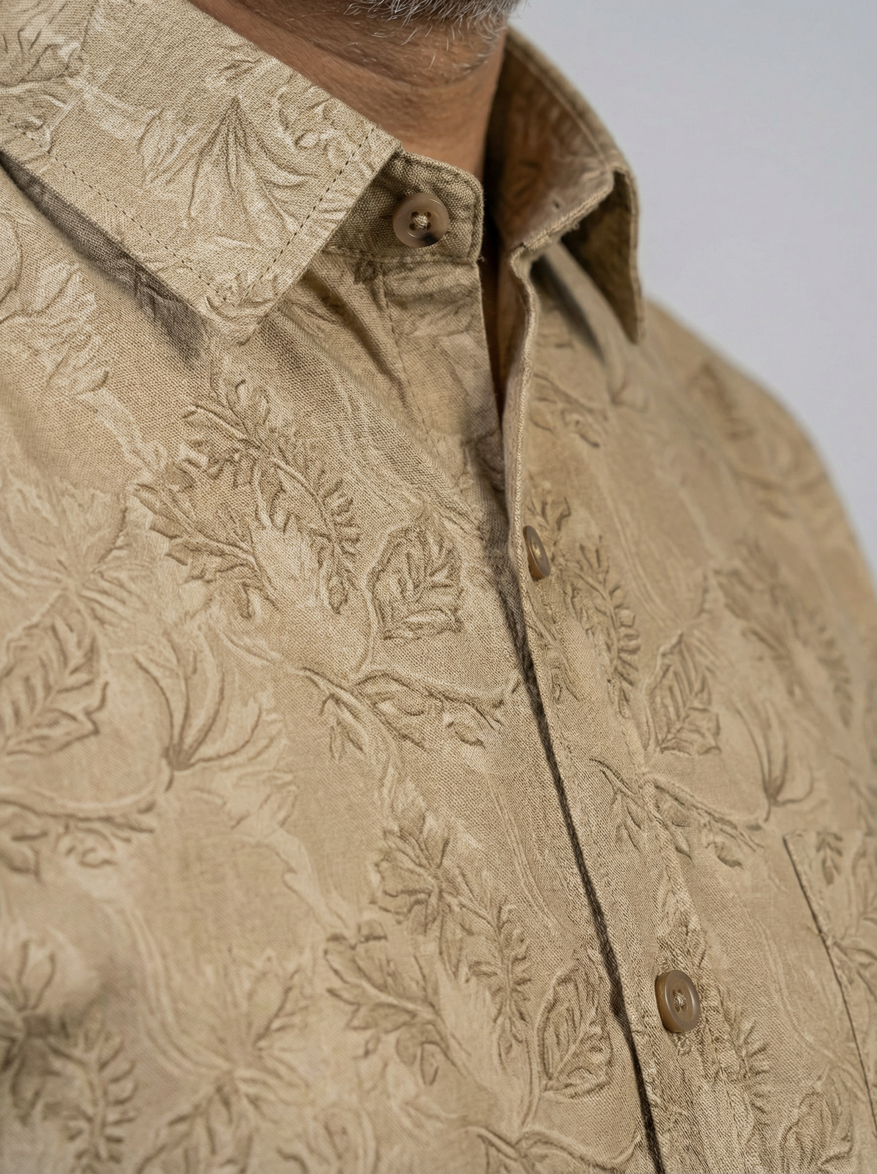 Men Cotton Linen Classic shirt - Olive Green