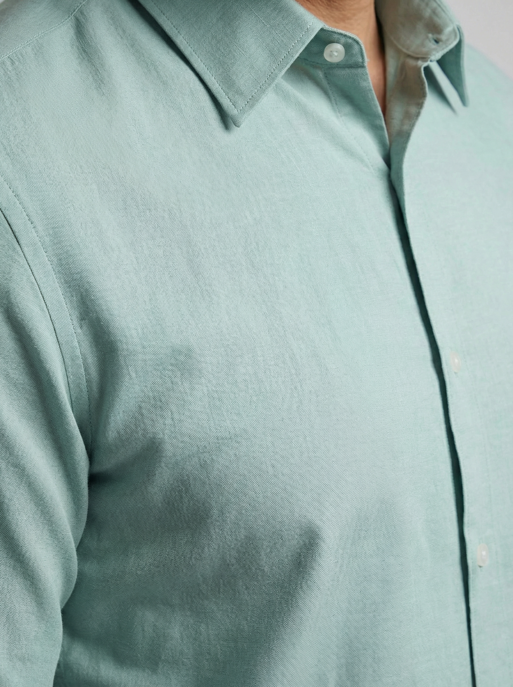Men Linen Cotton Classic Shirt - Cyan