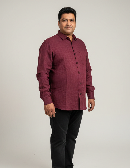 Men Linen Cotton Classic Shirt - Rich Red Brown