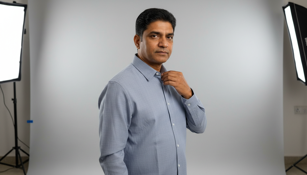 Men Linen Cotton Classic Shirt - Lite Blue/Grey Shade