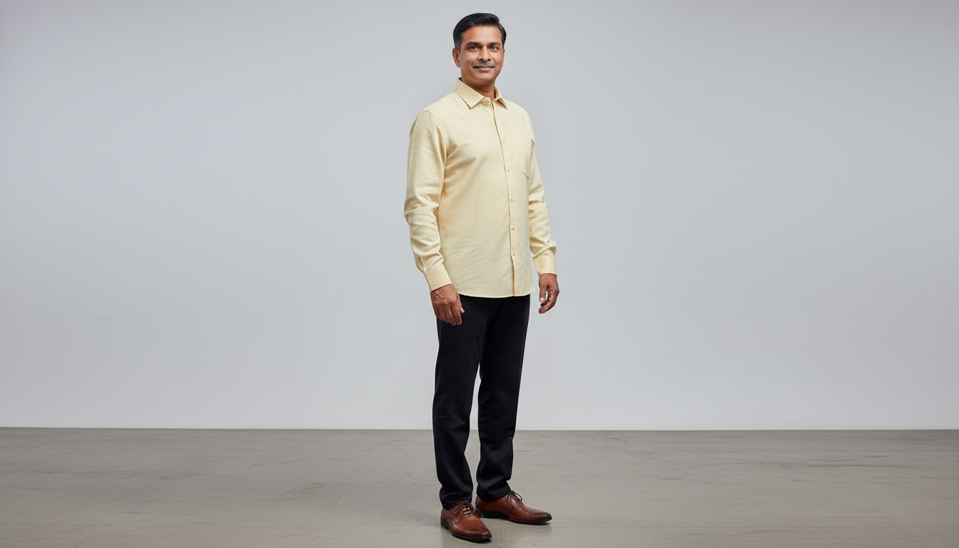 Men Linen Cotton Classic Shirt - Lite Yellow