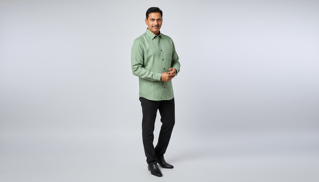 Men Linen Cotton Classic Shirt - Lite Green