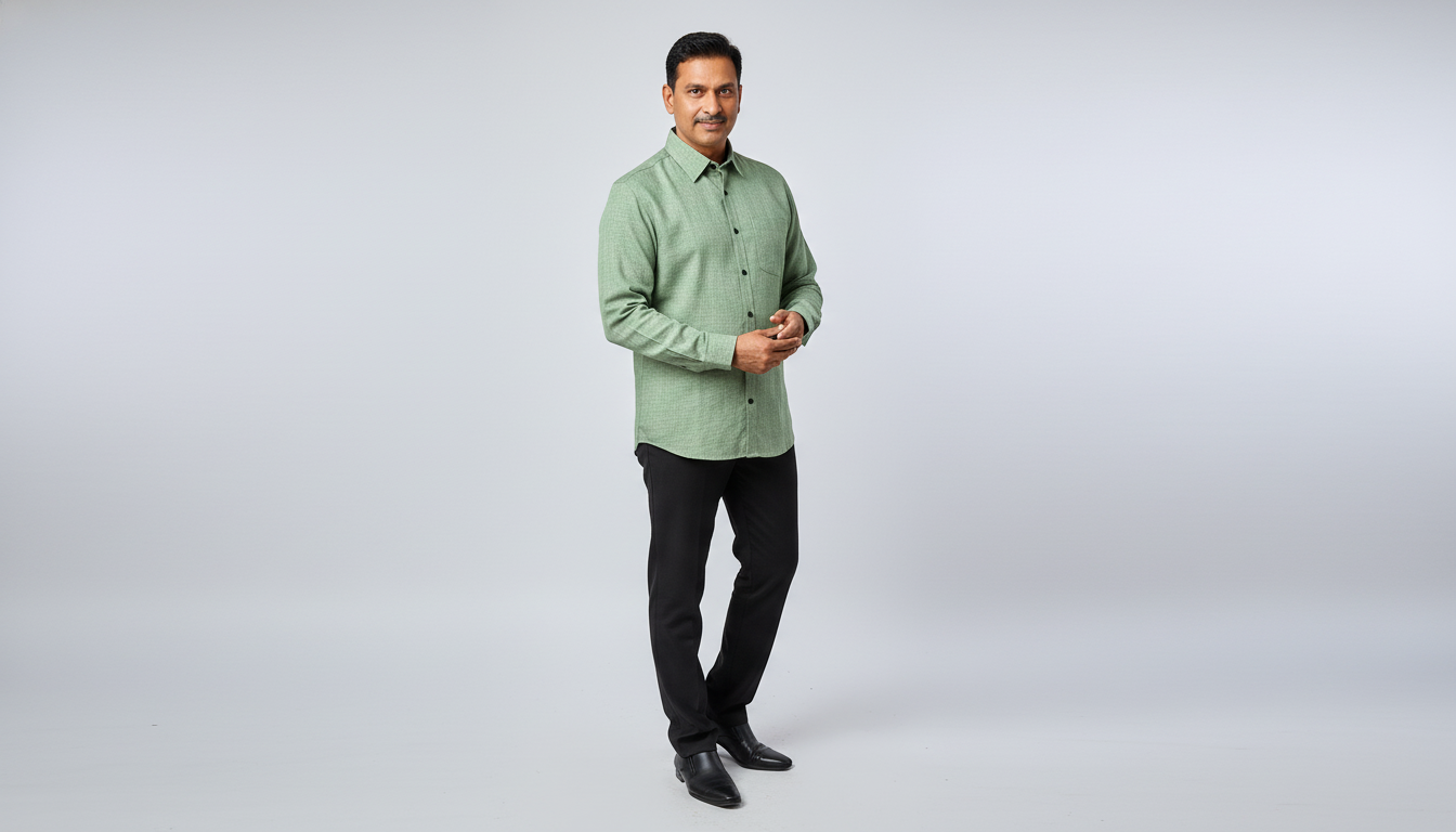 Men Linen Cotton Classic Shirt - Lite Green