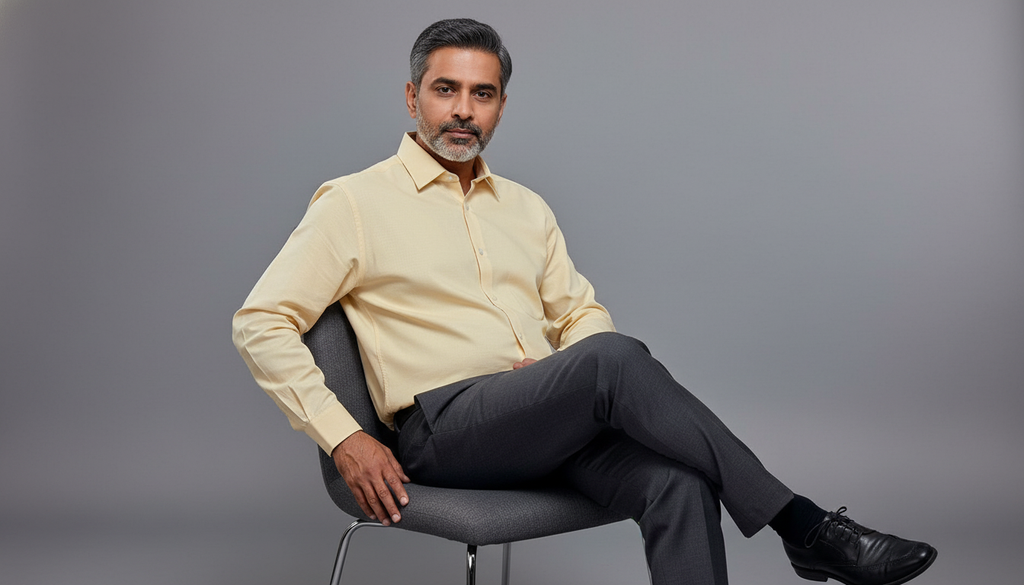 Men Linen Cotton Classic Shirt - Lite Yellow