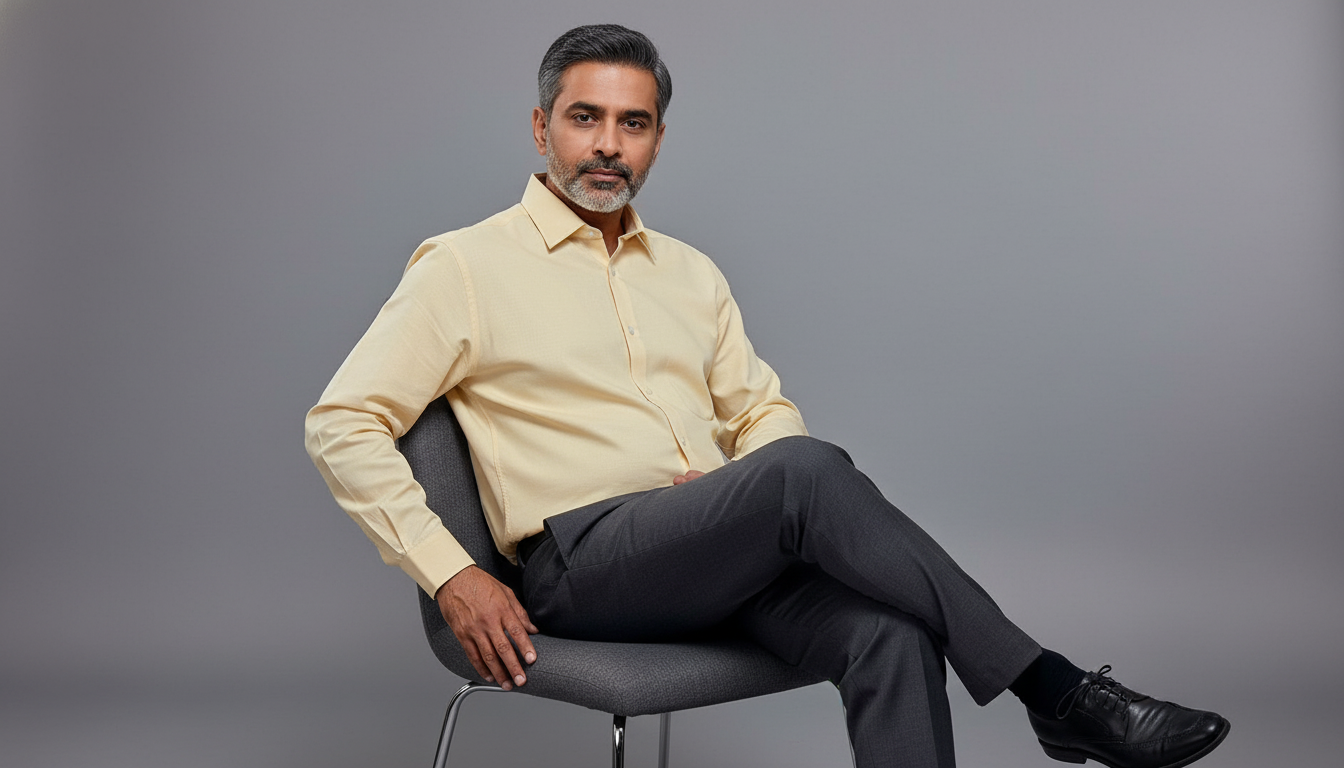 Men Linen Cotton Classic Shirt - Lite Yellow