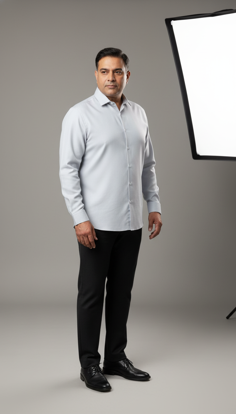 Men Linen Cotton Classic Shirt - Lite Cyan