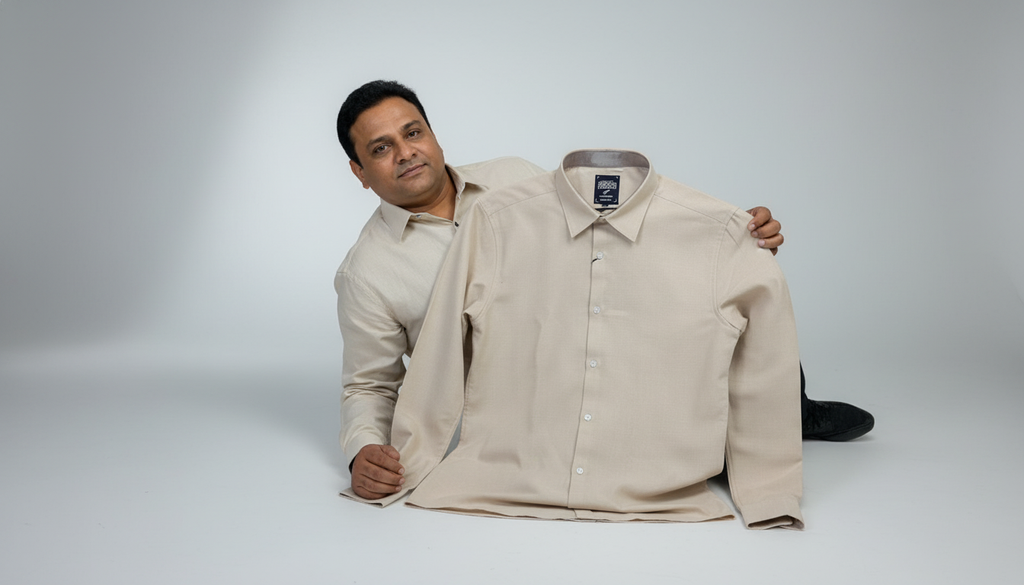 Men Linen Cotton Classic Shirt - Beige