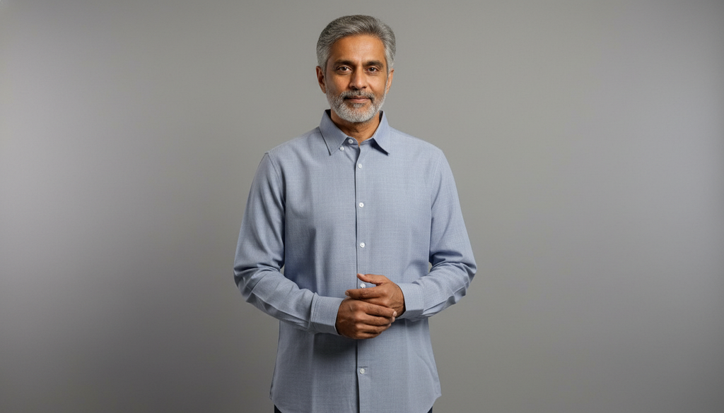 Men Linen Cotton Classic Shirt - Lite Blue/Grey Shade