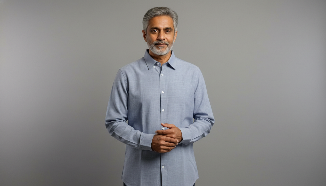 Men Linen Cotton Classic Shirt - Lite Blue/Grey Shade